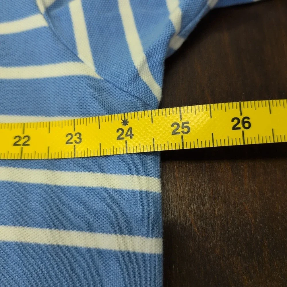 Polo‎ Ralph Lauren Polo Shirt Men's XL Blue White Striped VTG Short Sleeve